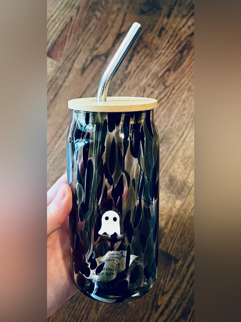 NWT Anthropologie Halloween Icon White Glass Ghost with Straw
